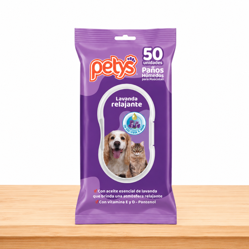PAÑOS HUMEDOS PETYS LAVANDA _ TAMAÑO X 50 UND