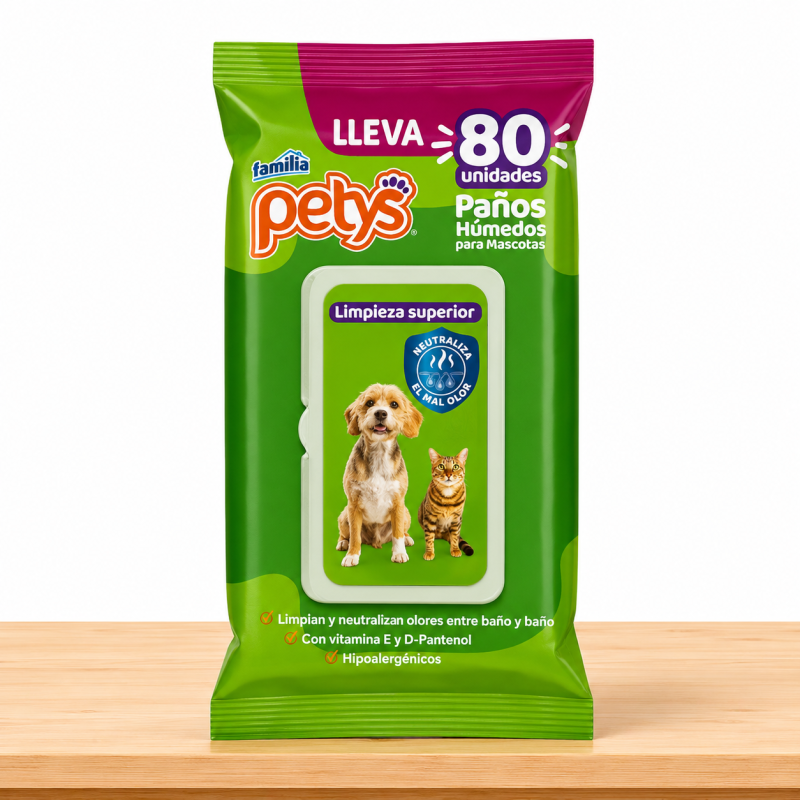 PAÑOS HUMEDOS PETYS _ TAMAÑO X 80 UND