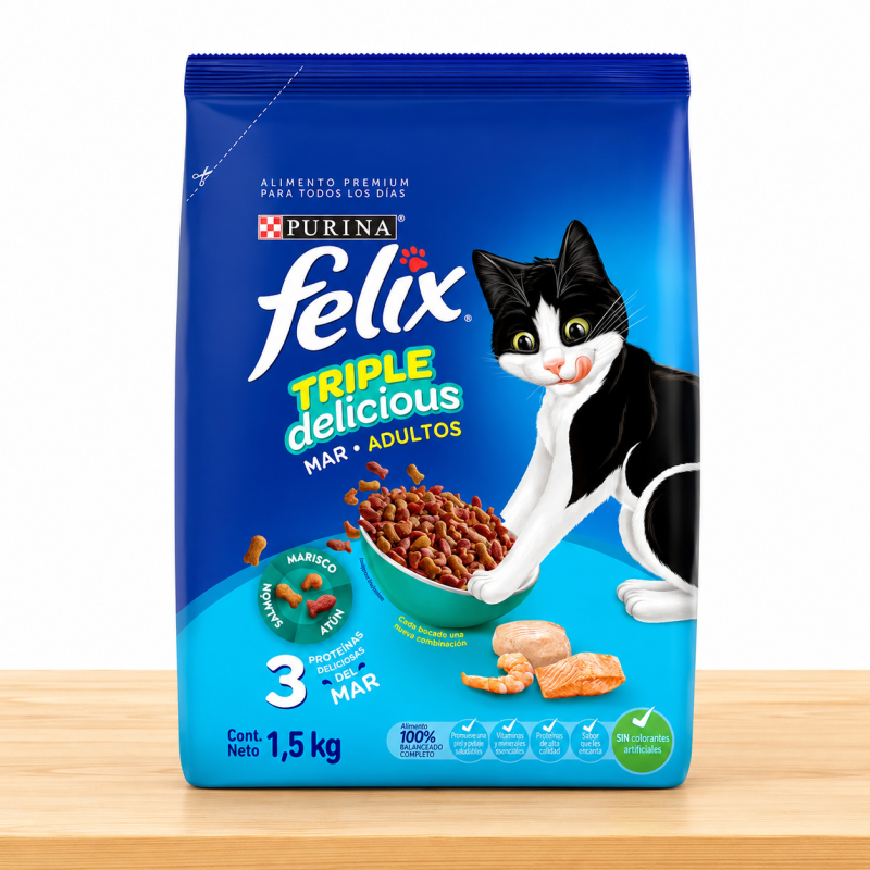 FELIX TRIPLE PROTEINAS ADULTO _ TAMAÑO X 1.5 KG