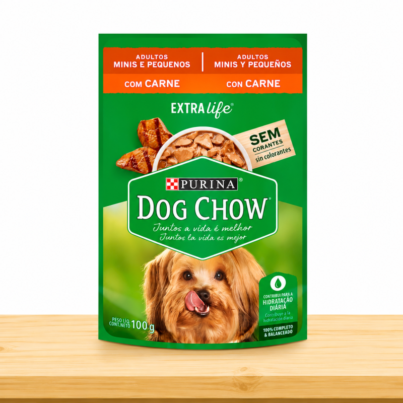 POUCHE DOG CHOW ADULTO RAZA PEQUEÑA X 100 GR _ SABOR CARNE