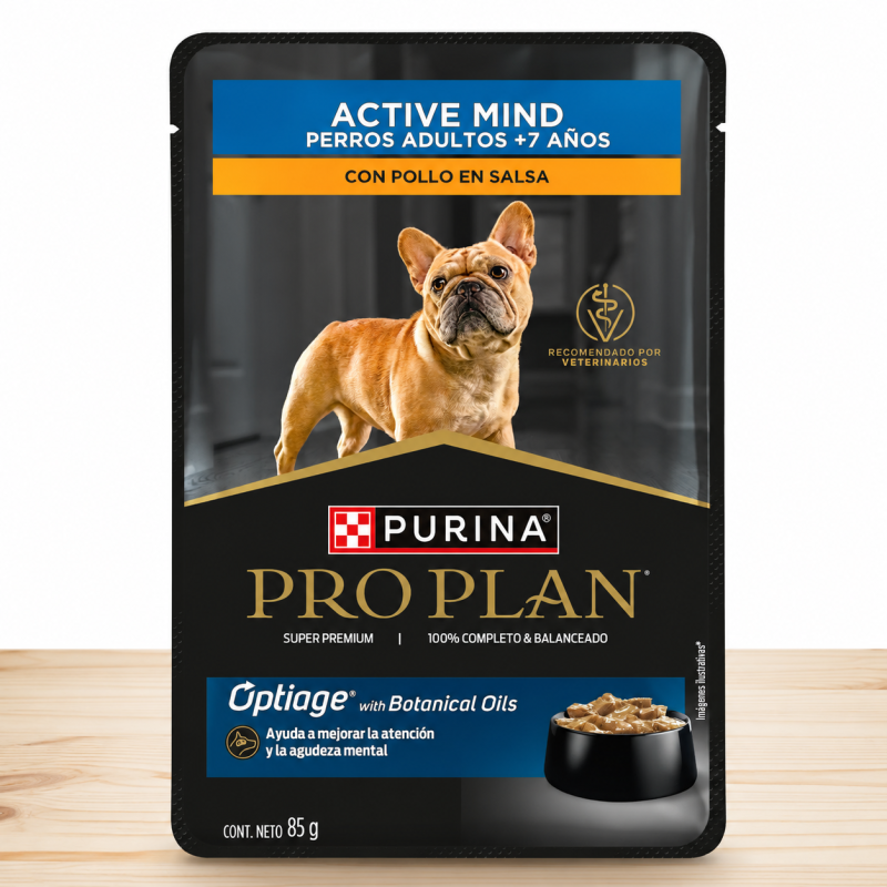 POUCHE PROPLAN PERRO ACTIVE MIND +7 X 100 GR _ SABOR POLLO