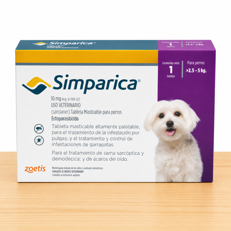SIMPARICA 10 MG 2.5-5 KG / MORADO
