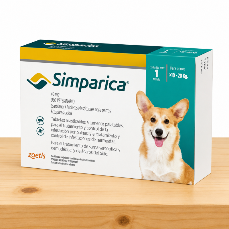 SIMPARICA 40 MG 10-20 KG / AGUAMARINA