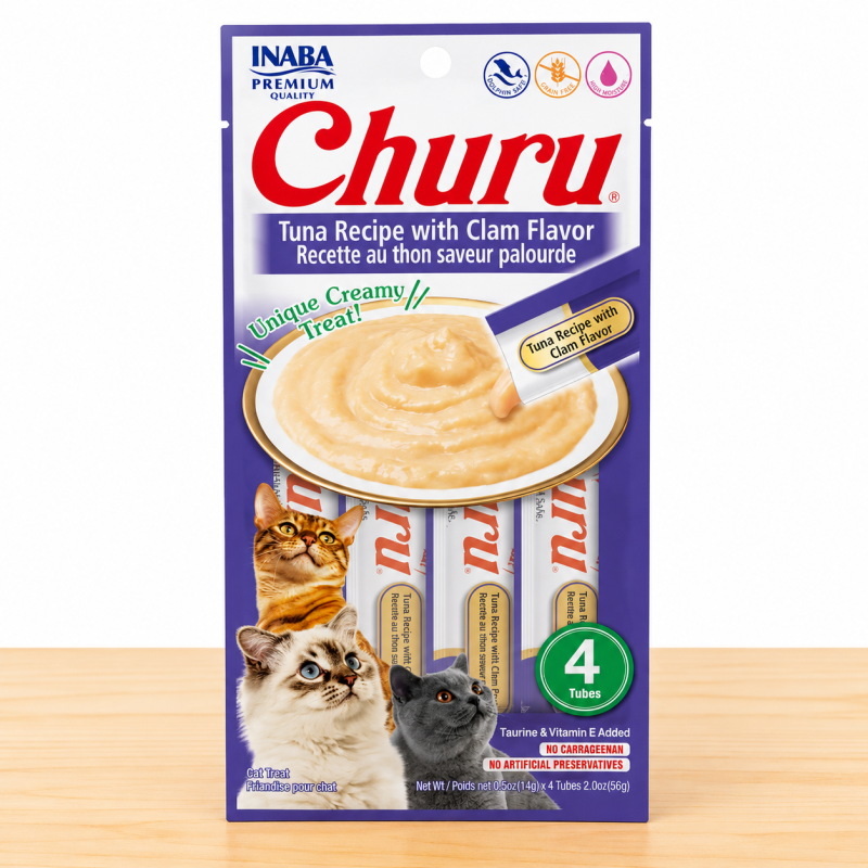 CHURU GATO X 4 UND _ SABOR TUNA/CLAM