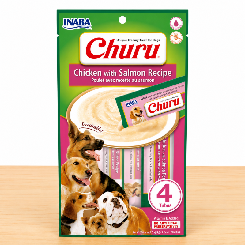 CHURU PERRO X 4 UND _ SABOR CHICKEN/SALMON