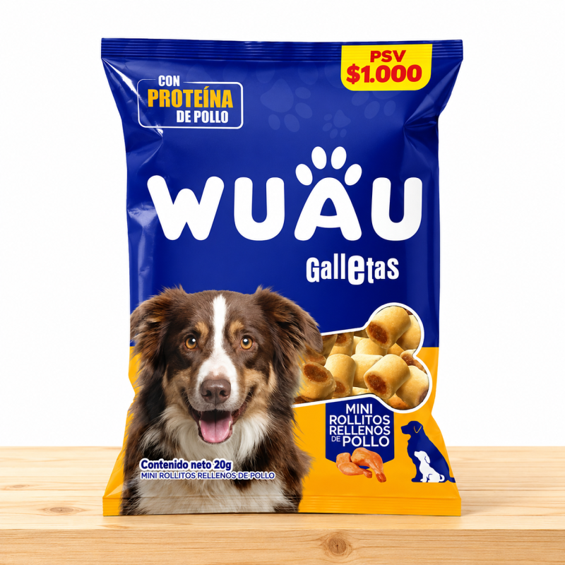 GALLETAS PERRO WUAU X 20 GR _ SABOR POLLO
