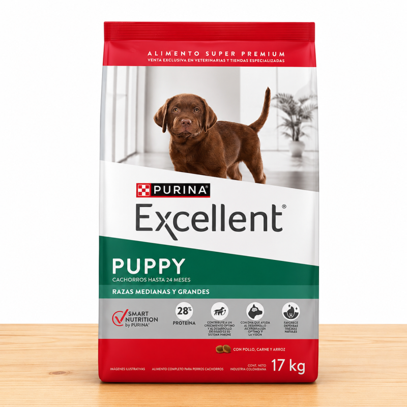 EXCELLENT DOG PUPPY RAZA MED/ GRANDE _ TAMAÑO X 1.5 KG