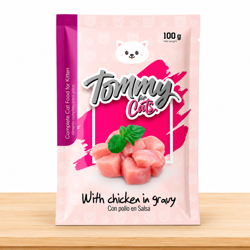 POUCHE GATO TOMMY X 100 GR _ SABOR POLLO EN SALSA