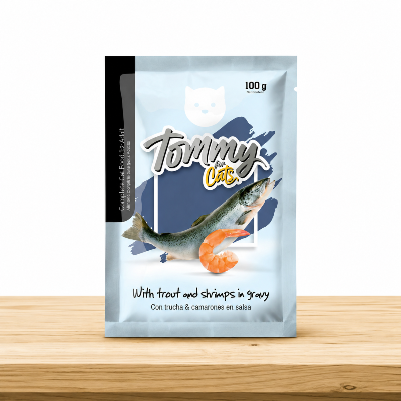 POUCHE GATO TOMMY X 100 GR _ SABOR TRUCHA/CAMARONES
