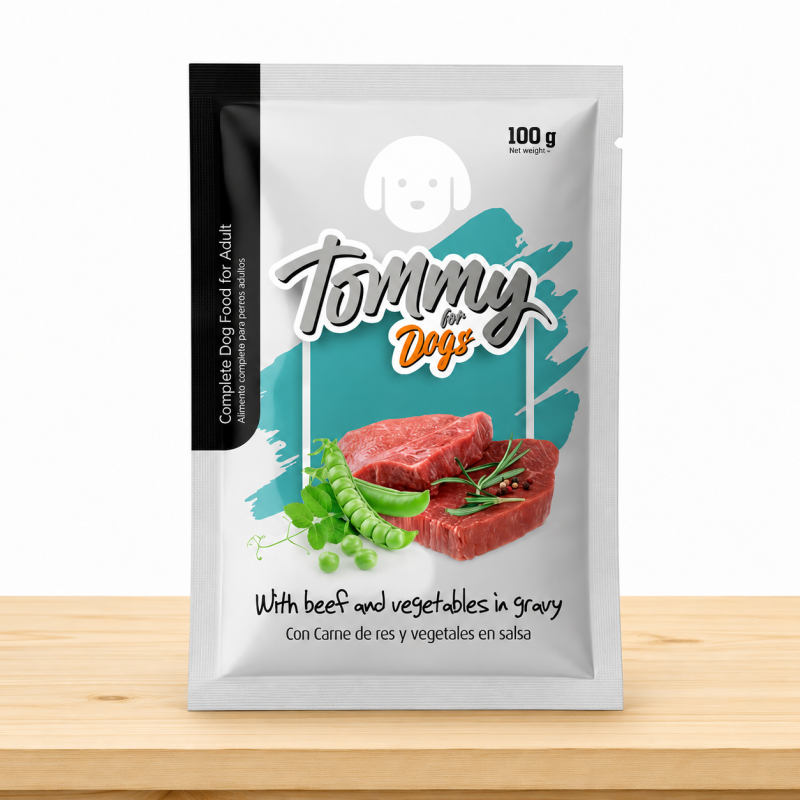 POUCHE PERRO TOMMY X 100 GR _ SABOR CARNE