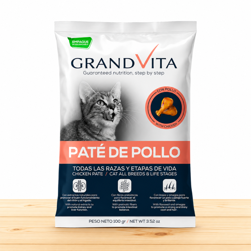 GRAND VITA PATE GATO X 100 GR _ SABOR POLLO