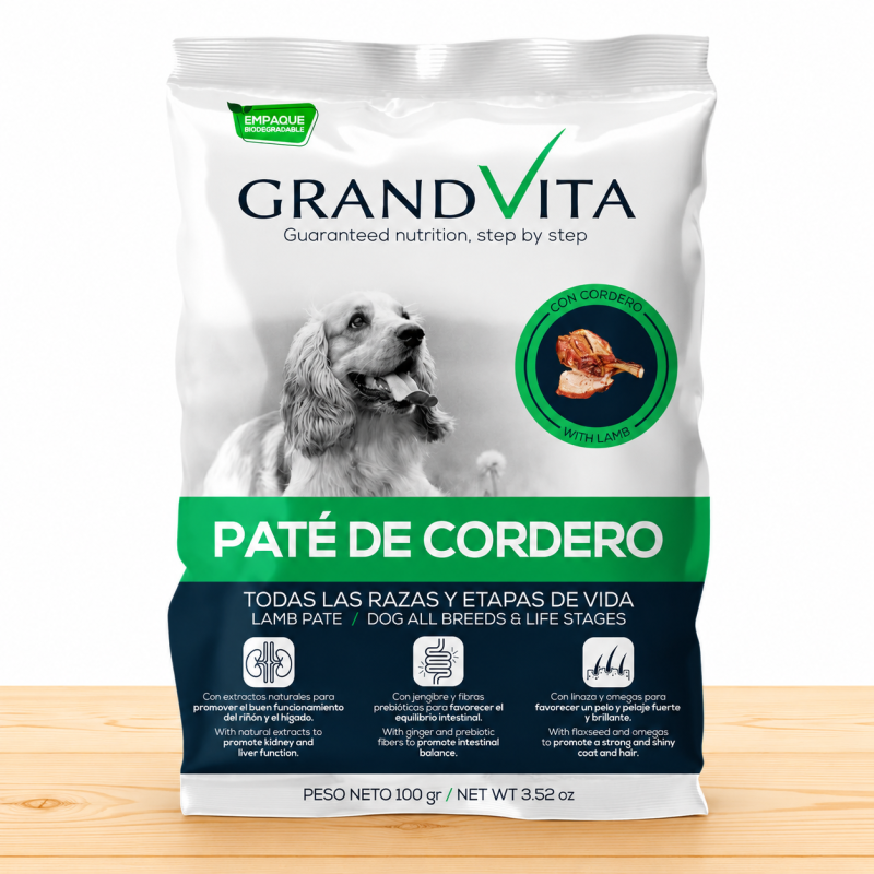 GRAND VITA PATE PERRO X 100 GR _ SABOR CORDERO