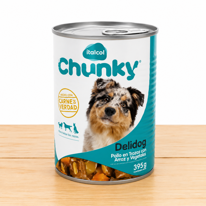 DELIDOG LATA POLLO EN TROZOS X 395 GR