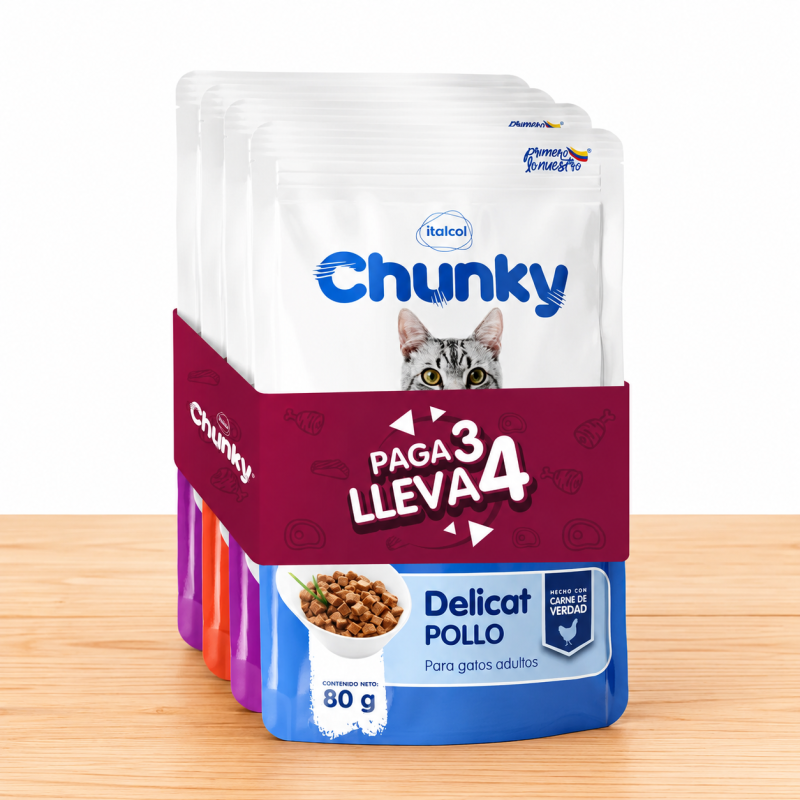 PROMO X 4 POUCHE DELICAT CHUNKY X 80 GR