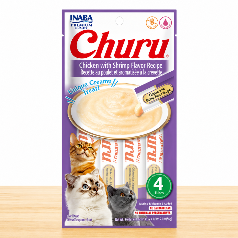 CHURU GATO X 4 UND _ SABOR CHICKEN/SHRIMP