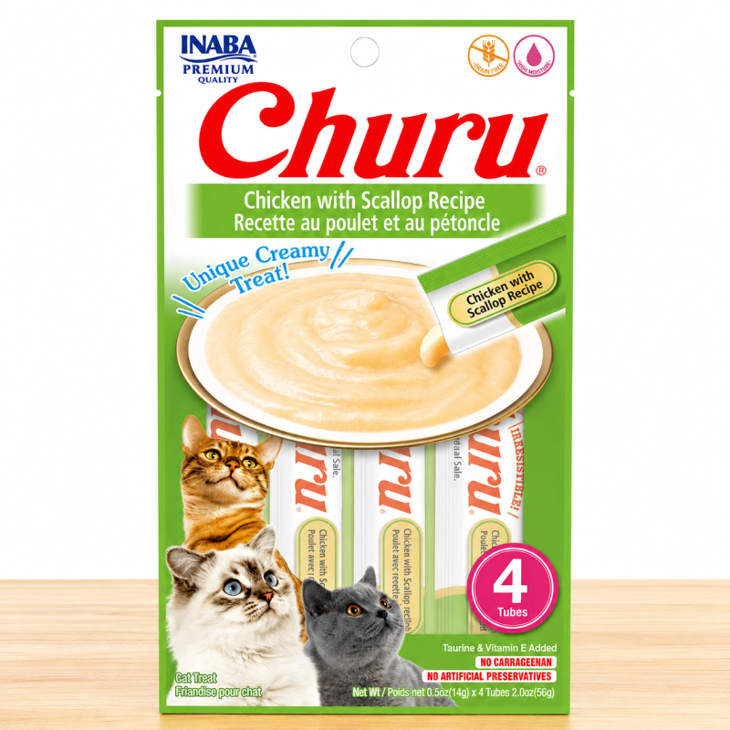 CHURU GATO X 4 UND _ SABOR CHICKEN/SCALLOP
