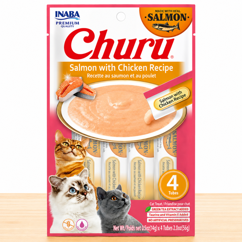 CHURU GATO X 4 UND _ SABOR SALMON/CHICKEN