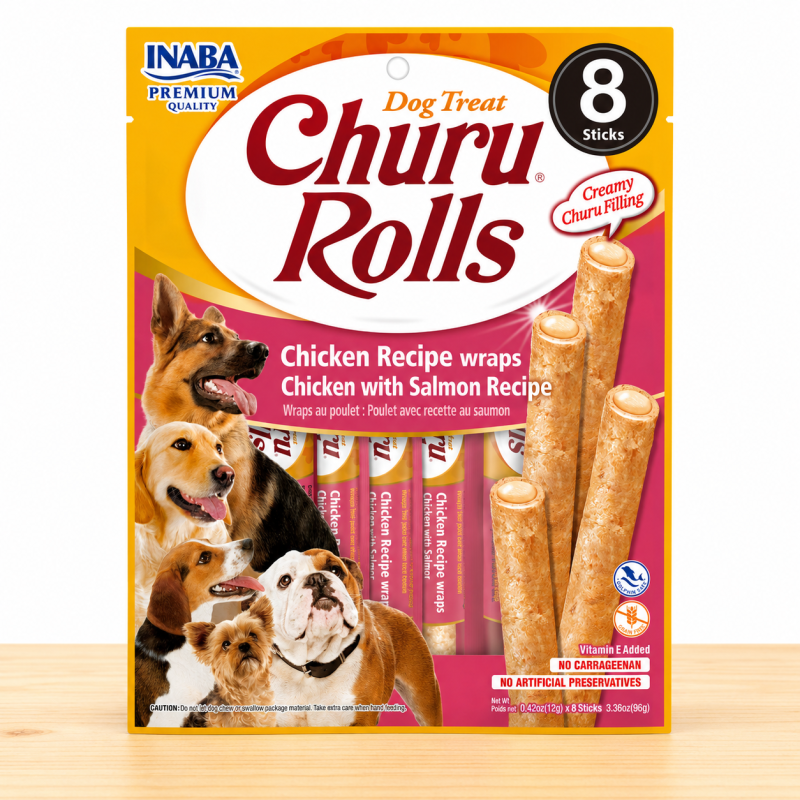 CHURU ROLLS PERRO X 8 UND _ SABOR CHICKEN/SALMON