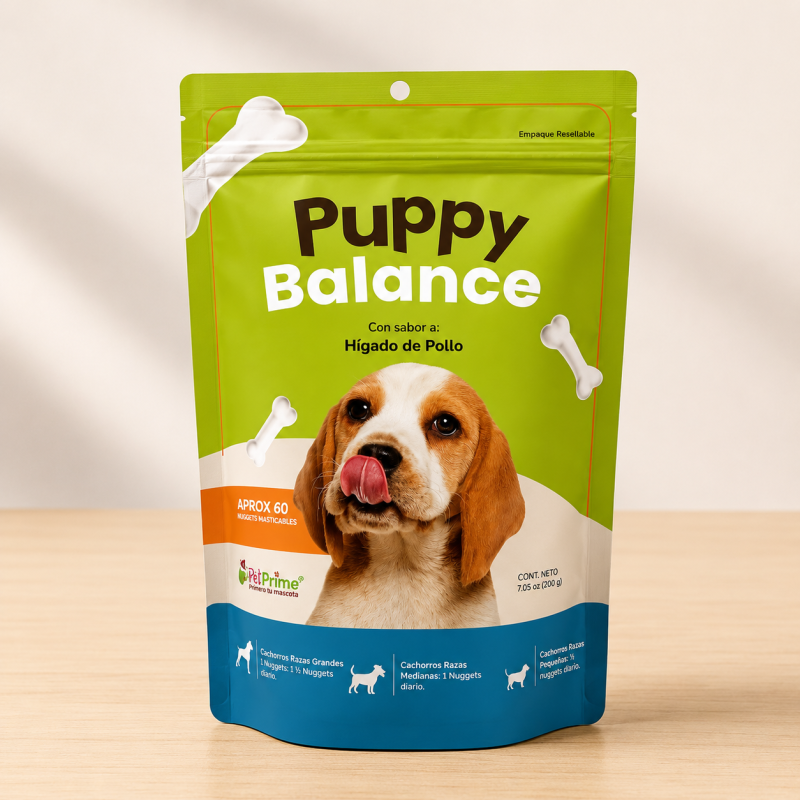 PUPPY BALANCE NUGGEST VITAMINAS CON PROBIOTICOS _ TAMAÑO X 60 UND