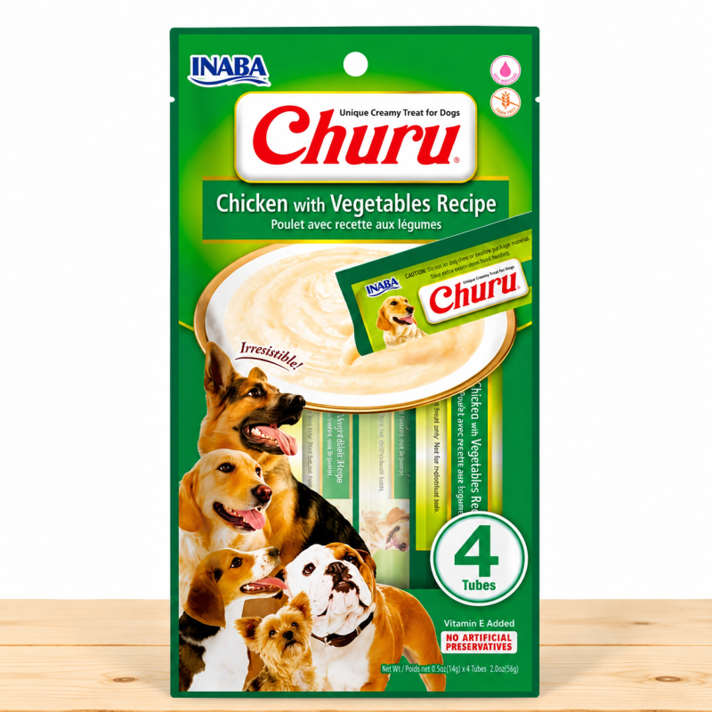 CHURU PERRO X 4 UND _ SABOR CHICKEN/VEGETABLES